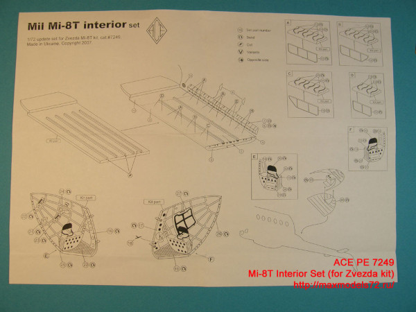 ACEPE7249   Фототравление для модели МИ-8 от ЗВЕЗДЫ интерьер                                                                       Mi-8T Interior Set (for Zvezda kit) (thumb12207)
