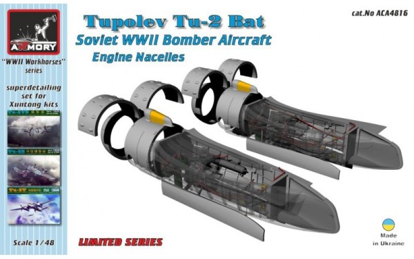 AR ACA4816 1/48 Tupolev Tu-2 "Bat" engine naceles, resin superdetailing set w/ PE parts (thumb12350)