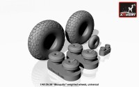 AR AW48402    1/48 DH.98 "Mosquito" wheels, "checkerboard" tire pattern, weighted (thumb12494)