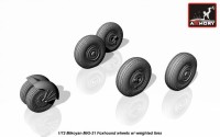 AR AW72025    1/72 Mikoyan MiG-31 Foxhound wheels w/ weighted tires, front mudguard (attach1 12786)