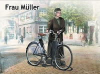 MB35166   Frau M?ller. Woman & women's bicycle, Europe, WWII Era (thumb18186)