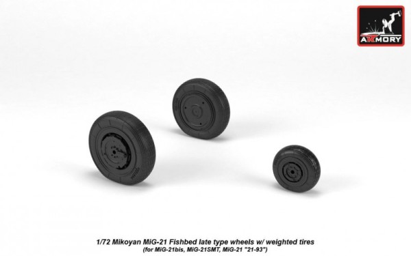 AR AW72050   1/72 Mikoyan MiG-21 Fishbed wheels w/ weighted tires, late (thumb21598)