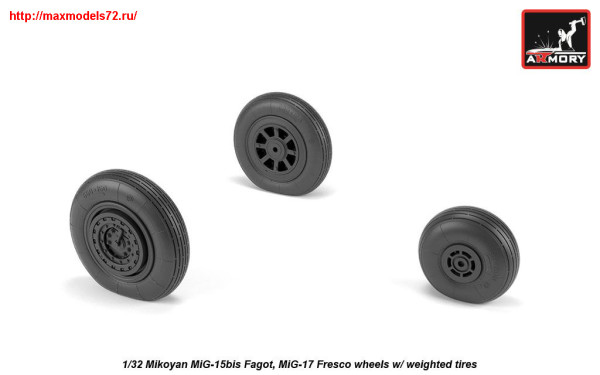AR AW32014   1/32 Mikoyan MiG-15bis Fagot (late) / MiG-17 Fresco wheels w/ weighted tires (thumb25536)