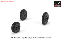 AR AW48032   1/48 Mikoyan MiG-9 Fargo / MiG-15 Fagot (early) wheels w/ weighted tires (attach1 25546)