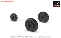 AR AW48032   1/48 Mikoyan MiG-9 Fargo / MiG-15 Fagot (early) wheels w/ weighted tires (attach2 25546)