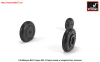 AR AW48032   1/48 Mikoyan MiG-9 Fargo / MiG-15 Fagot (early) wheels w/ weighted tires (attach3 25546)