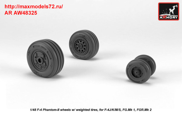 AR AW48325   1/48 F-4 Phantom-II wheels w/ weighted tires, late (thumb36153)