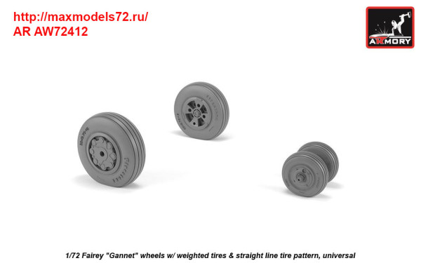 AR AW72412   1/72 Fairey "Gannet" early type wheels w/ weighted tires of straight tire pattern (thumb38901)