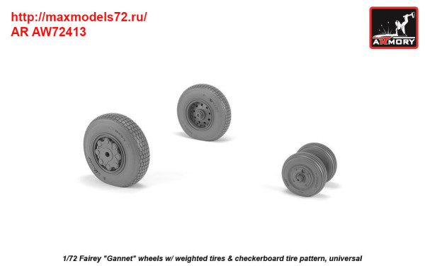 AR AW72413   1/72 Fairey "Gannet" late type wheels w/ weighted tires of checkerboard tire pattern (thumb38906)