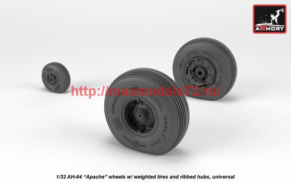 AR AW32312   1/32 AH-64 Apache wheels w/ weighted tires, spoked hubs (thumb41171)