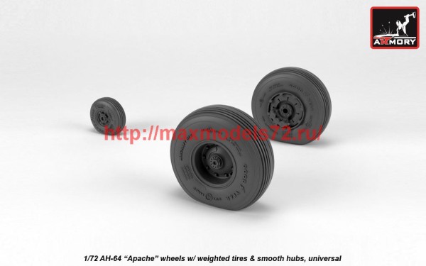 AR AW72335   1/72 AH-64 Apache wheels w/ weighted tires, smooth hubs (thumb41250)