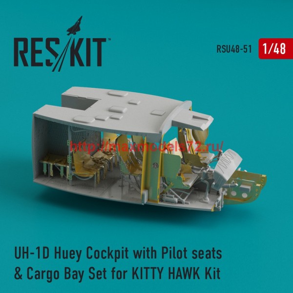 RSU48-0051   UH-1D Huey Cockpit with Pilot seats & Cargo Bay Set for KITTY HAWK Kit (thumb44511)