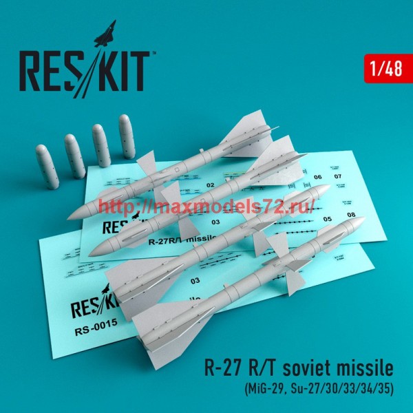 RS48-0015   R-27 R/T soviet missile (4 pcs) (MiG-29, Su-27/30/33/34/35) (thumb44626)
