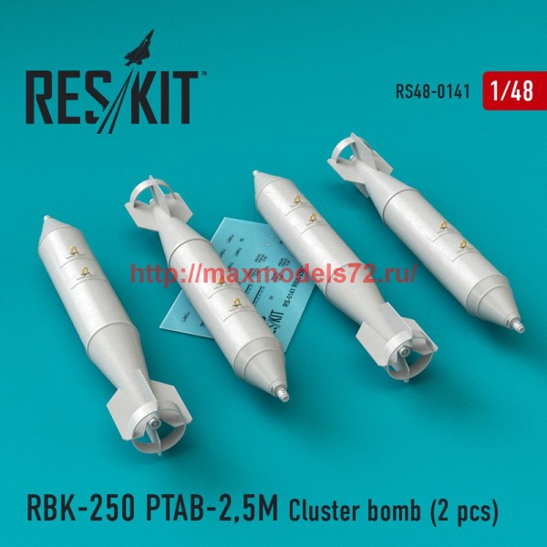 RS48-0141   RBK-250 PTAB-2,5M Cluster bomb (4 pcs)  (Su-7, Su-17, Su-22, Su-24, Su-25, Su-34, MiG-21, MiG-27) (thumb44877)