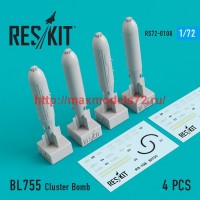 RS72-0108   BL755 Cluster Bomb (4 pcs) (,  Jaguar, Harrier, Phantom, MiG-27) (thumb44155)