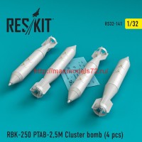 RS32-0141   RBK-250 PTAB-2,5M Cluster bomb (4 pcs)( Su-25, MiG-21, MiG-27) (thumb45139)