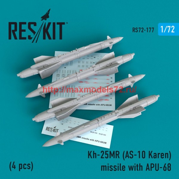 RS72-0177   Kh-25MR (AS-10 Karen) missile  with APU-68  (4 pcs)  (MiG-23, MiG-27, Su-17, Su-24, Su-25) (thumb48619)
