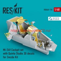 RSU48-0118   Mi-24 (V) Cockpit set with Quinta Studio 3D decals for Zvezda Kit (attach1 50345)