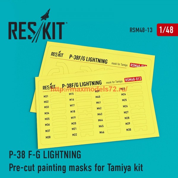 RSM48-0013 P-38 F/G Lightning Pre-cut painting masks for Tamiya Kit (thumb55867)