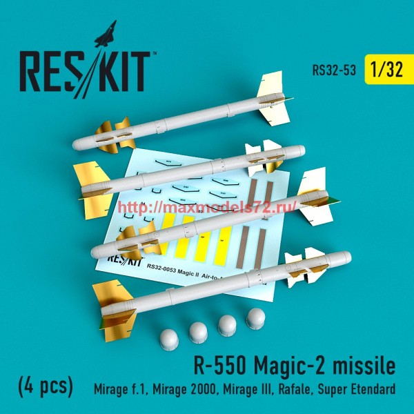 RS32-0053   R-550 Magic-2 missile (4 pcs) (Mirage f.1, Mirage 2000, Mirage III, Rafale, Super Etendard) (thumb58082)