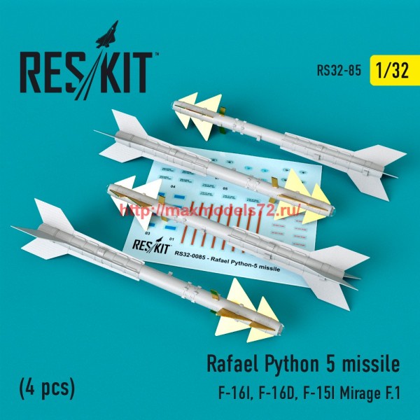 RS32-0085   Rafael Python 5 missile (4 pcs)  (F-16I, F-16D, F-15I Mirage F.1) (thumb58086)
