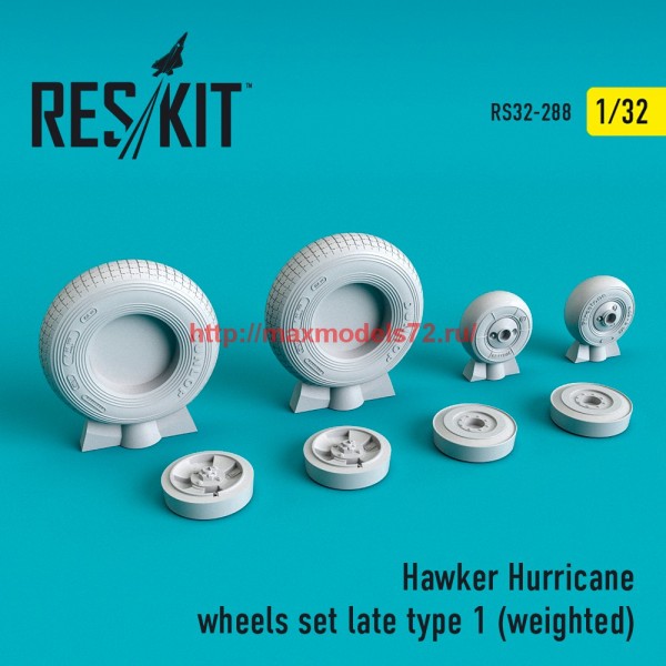 RS32-0288   Hawker Hurricane wheels set late type 1  (weighted) (thumb58128)