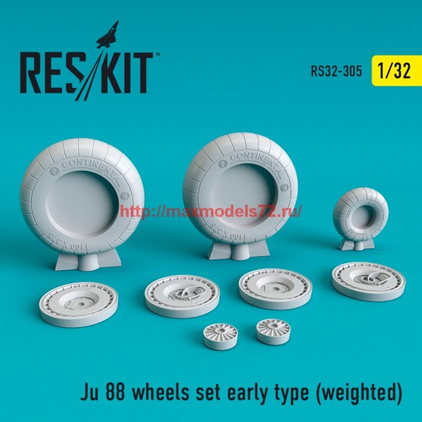 RS32-0305   Ju 88 wheels set early type  (weighted) (thumb58148)