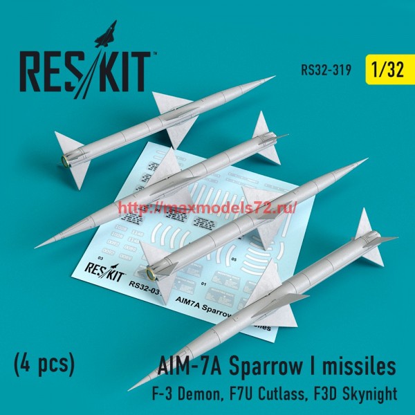 RS32-0319   AIM-7A Sparrow I missiles (4pcs) (F-3 Demon, F7U Cutlass, F3D Skynight) (thumb59505)