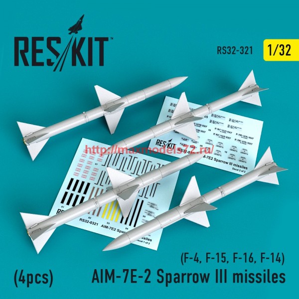 RS32-0321   AIM-7E-2 Sparrow III missiles (4pcs)(F-4, F-15, F-16, F-14) (thumb59509)
