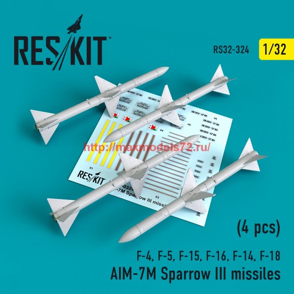 RS32-0324   AIM-7M Sparrow III missiles (4pcs )(F-4, F-5, F-15, F-16, F-14, F-18) (thumb59515)