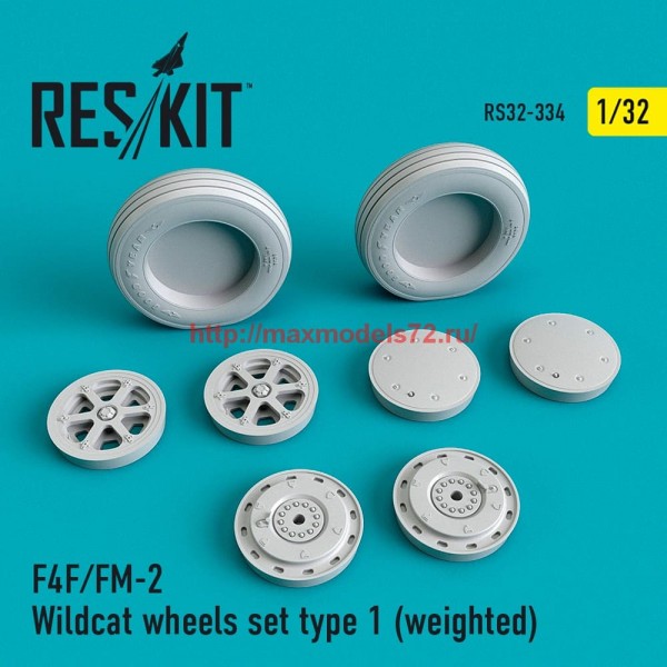 RS32-0334   F4F/FM-2 Wildcat wheels set type 1 (weighted) (thumb59247)