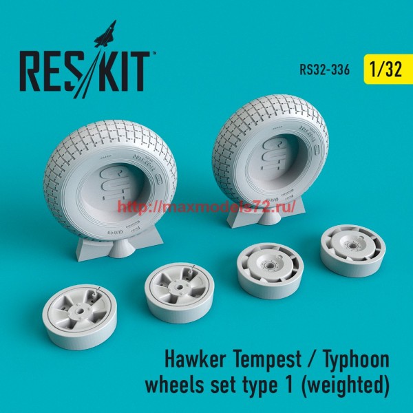 RS32-0336   Hawker Tempest/Typhoon wheels set type 1 (weighted) (thumb59517)