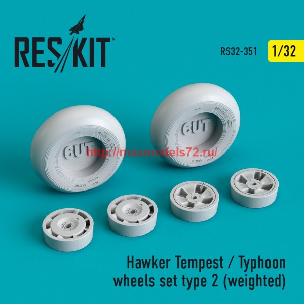 RS32-0351   Hawker Tempest/Typhoon wheels set type 2 (weighted) (thumb59525)