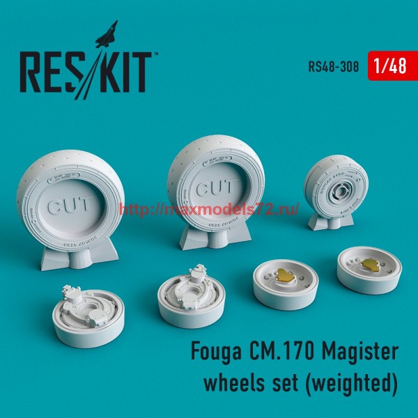 RS48-0308   Fouga CM.170 Magister wheels set (weighted) (thumb59251)