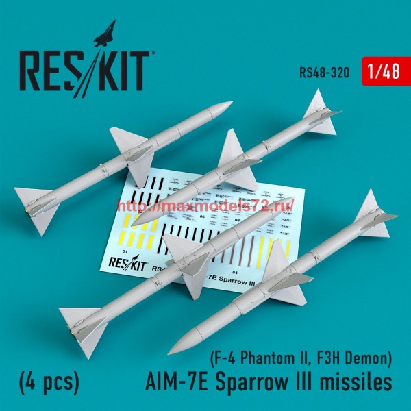 RS48-0320   AIM-7E Sparrow III missiles (4pcs) (F-4 Phantom II, F3H Demon) (thumb59255)