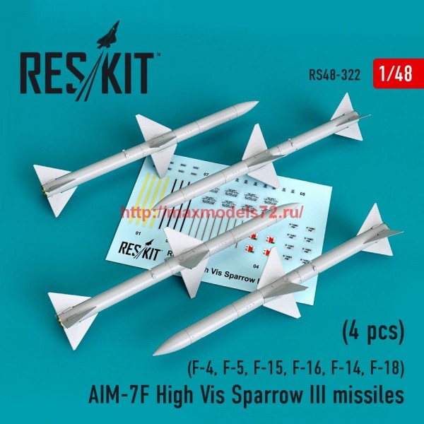 RS48-0322   AIM-7F High Vis Sparrow III missiles (4pcs) (F-4, F-5, F-15, F-16, F-14, F-18) (thumb59259)