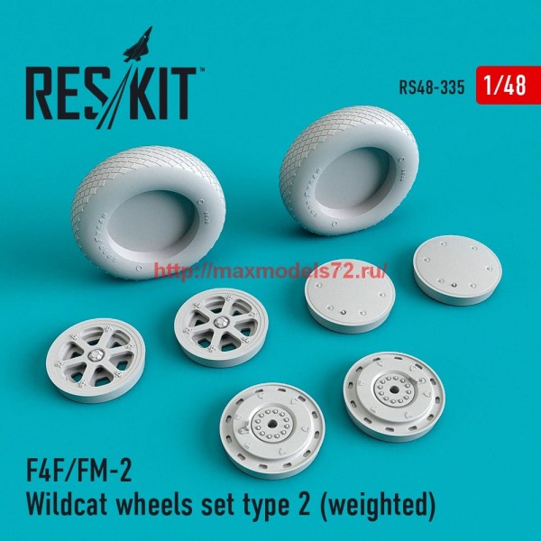 RS48-0335   F4F/FM-2 Wildcat wheels set type 2 (weighted) (thumb59267)