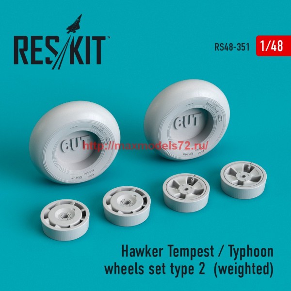 RS48-0351   Hawker Tempest/Typhoon wheels set type 2 (weighted) (thumb59535)
