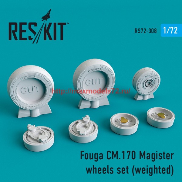 RS72-0308   Fouga CM.170 Magister wheels set (weighted) (thumb59273)