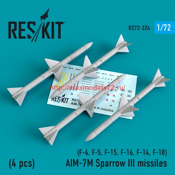 RS72-0324   AIM-7M Sparrow III missiles (4pcs) (F-4, F-5, F-15, F-16, F-14, F-18) (thumb59291)
