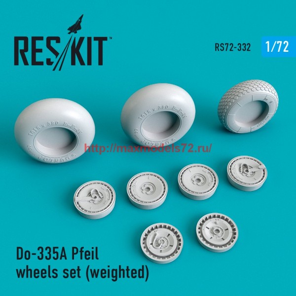 RS72-0332   Do-335 В Pfeil wheels set (weighted) (thumb59297)