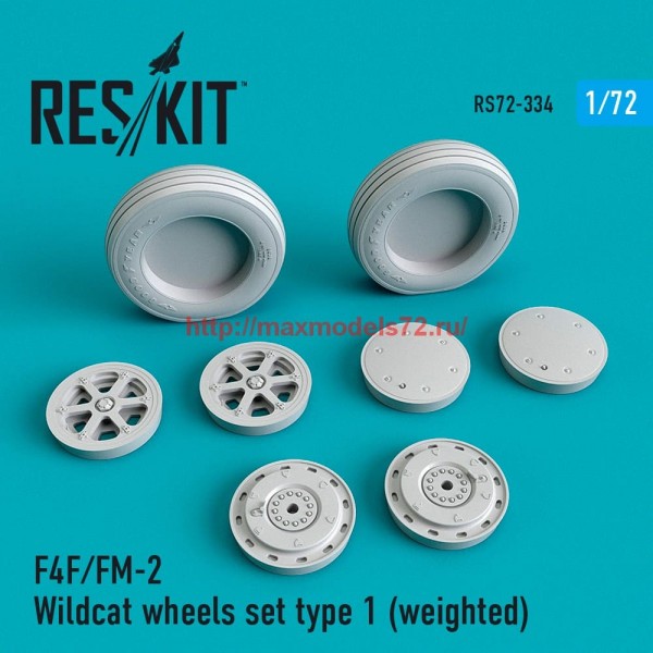RS72-0334   F4F/FM-2 Wildcat wheels set type 1 (weighted) (thumb59299)