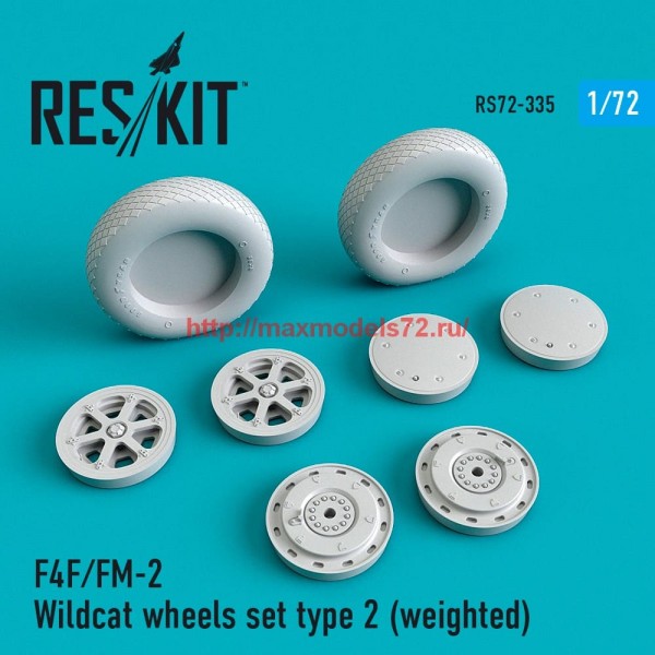 RS72-0335   F4F/FM-2 Wildcat wheels set type 2 (weighted) (thumb59301)
