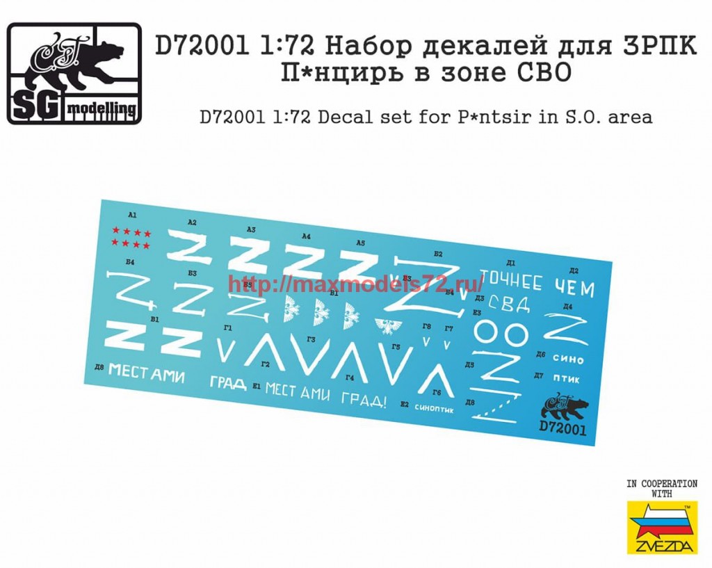 SGD72001   1:72 Набор декалей для ЗРПК П*нцирь в зоне СВО   SGD72001   1:72 Decal set for P*ntsir in S.O. area (thumb63821)