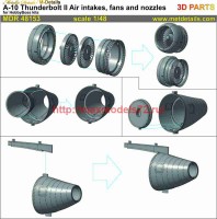 MDR48153   A-10 Thunderbolt II. Air intakes, fans and nozzles (HobbyBoss) (attach3 66521)