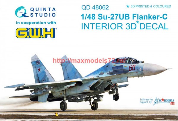 QD48062   3D Декаль интерьера кабины Су-27УБ (GWH) (thumb68790)