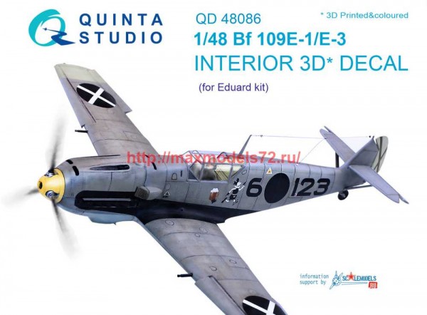 QD48086   3D Декаль интерьера кабины  Bf 109E-1/E-3 (Eduard) (thumb68914)