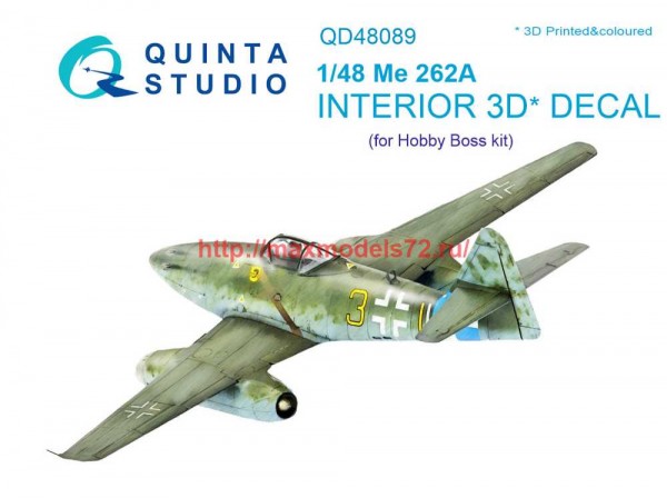 QD48089   3D Декаль интерьера кабины Me-262A (HobbyBoss) (thumb68929)