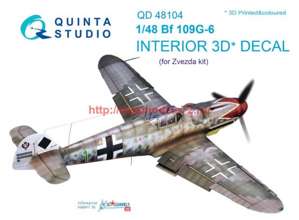QD48104   3D Декаль интерьера кабины Bf 109G-6 (Звезда) (thumb68999)