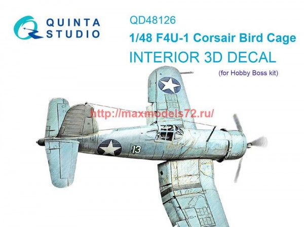 QD48126   3D Декаль интерьера кабины F4U-1 Corsair (Birdcage) (Hobby Boss) (thumb69119)